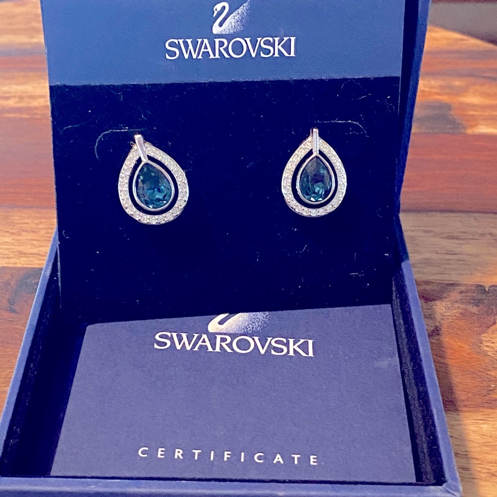 Swarovski Blue Drop Crystal Earrings - image 1